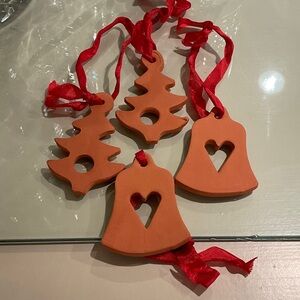 Awesome sets of Denmark terra cotta ornaments.  4 sets of 4 each.  1985, mint!